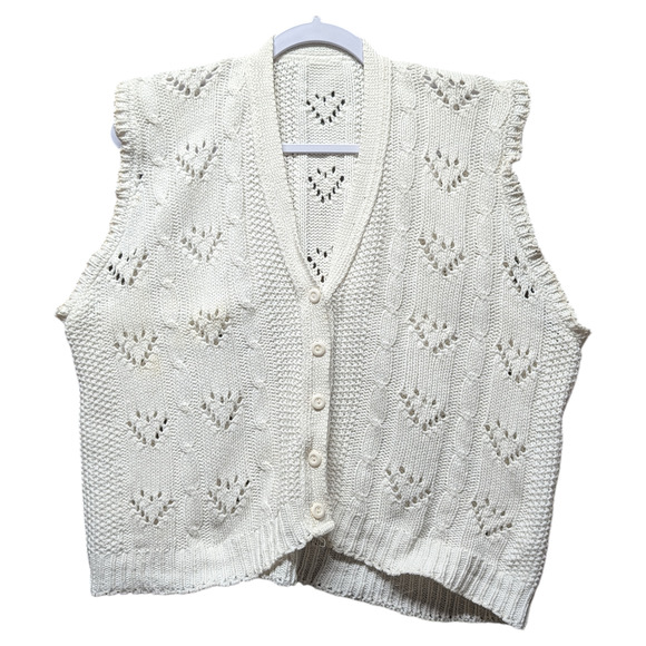 90s Knit Sleeveless Cardigan Sweater - Picture 1 of 7